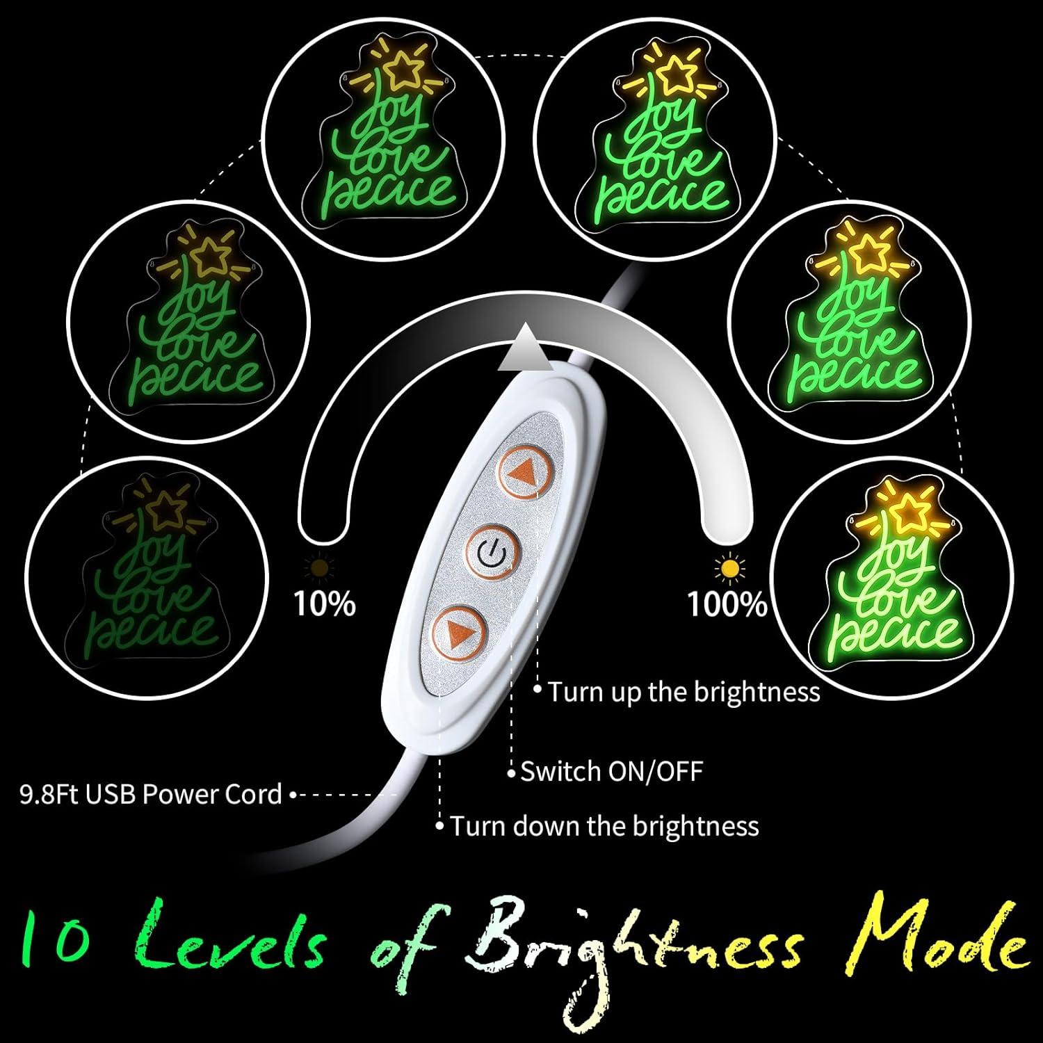 Letrero Neón LED Navidad Lingqiang 36.3x27cm Alegría Amor Paz