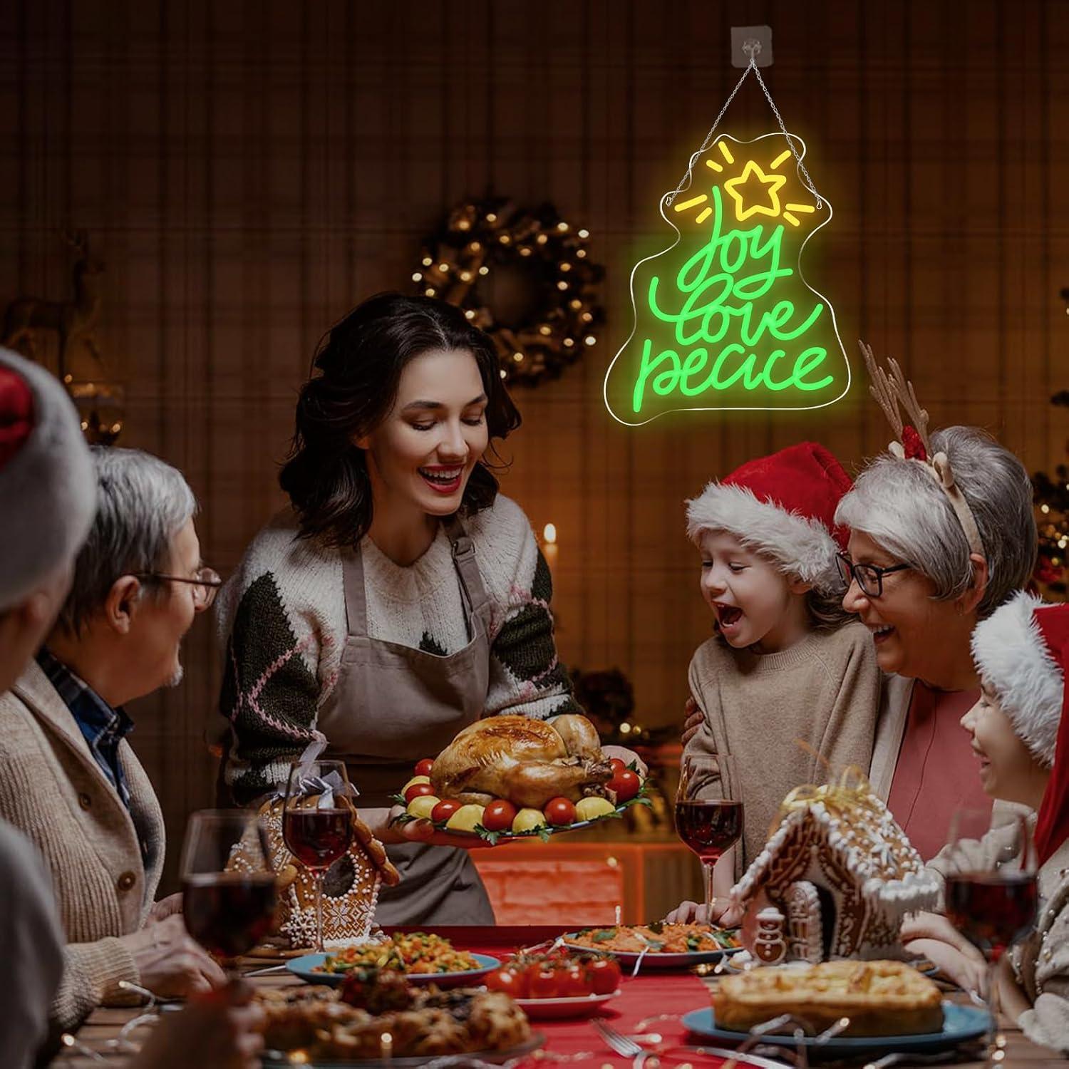 Letrero Neón LED Navidad Lingqiang 36.3x27cm Alegría Amor Paz