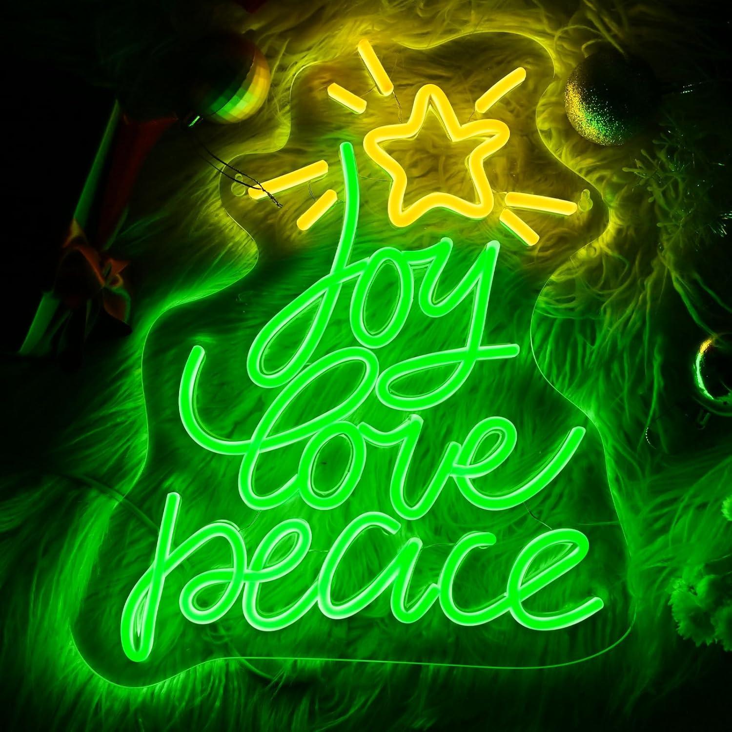 Letrero Neón LED Navidad Lingqiang 36.3x27cm Alegría Amor Paz