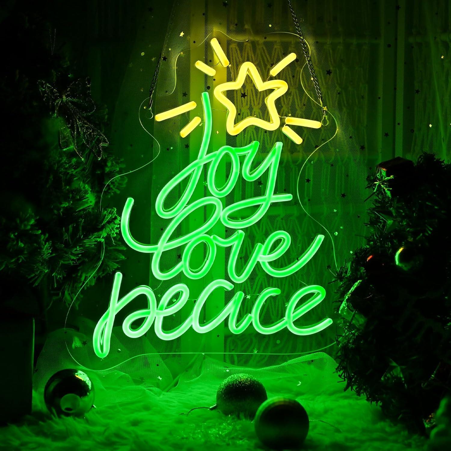 Letrero Neón LED Navidad Lingqiang 36.3x27cm Alegría Amor Paz