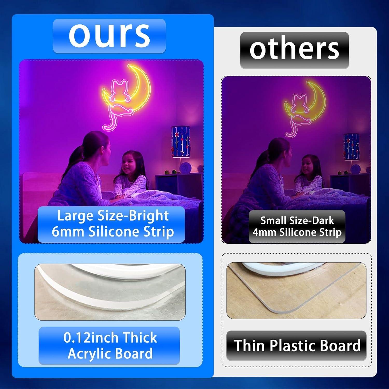 Cartel de Neón Gato de Anime y Luna Neonawall 45.72x30.48cm