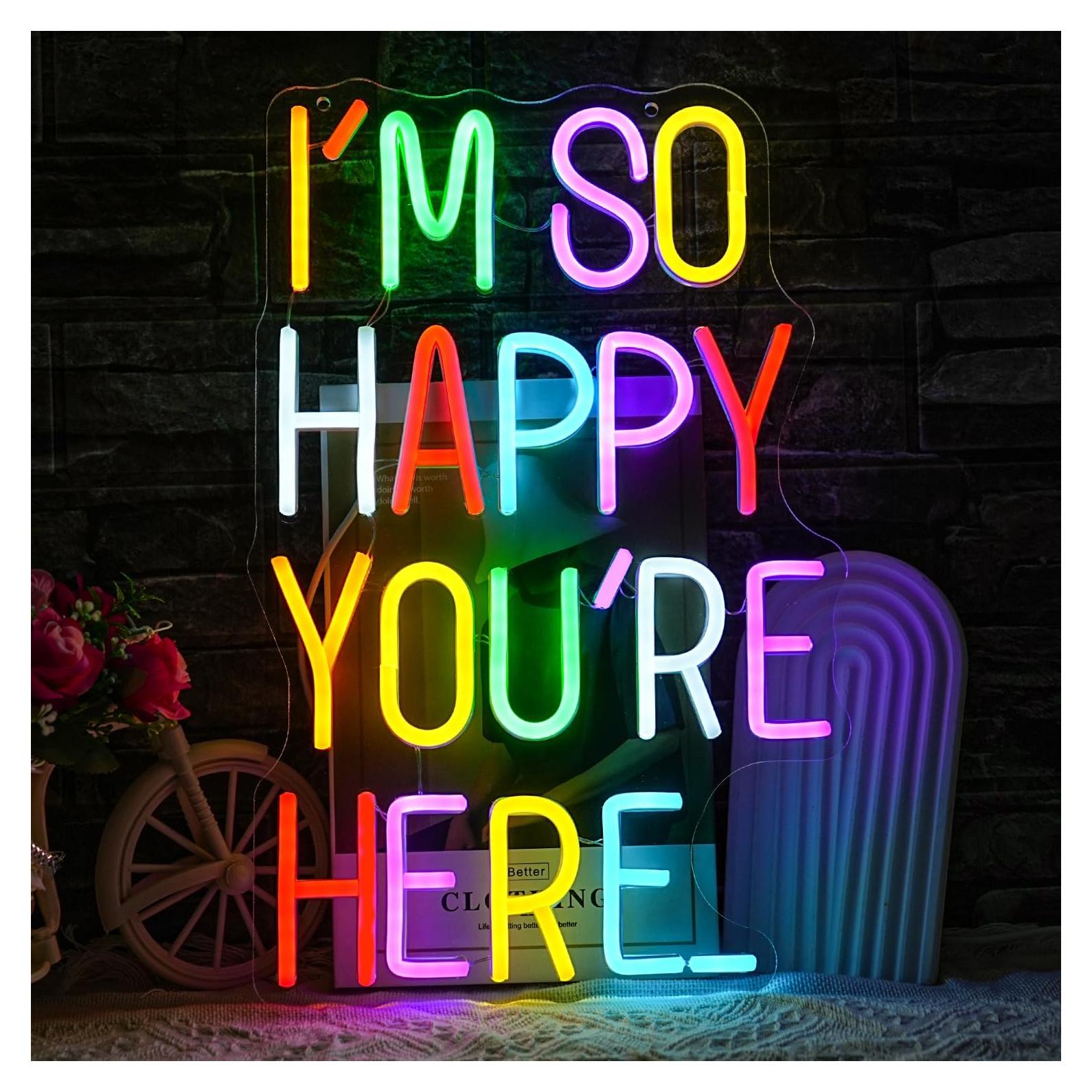 Letrero de Neón LED LULANMP Estoy Tan Feliz 41.9x26.9 cm