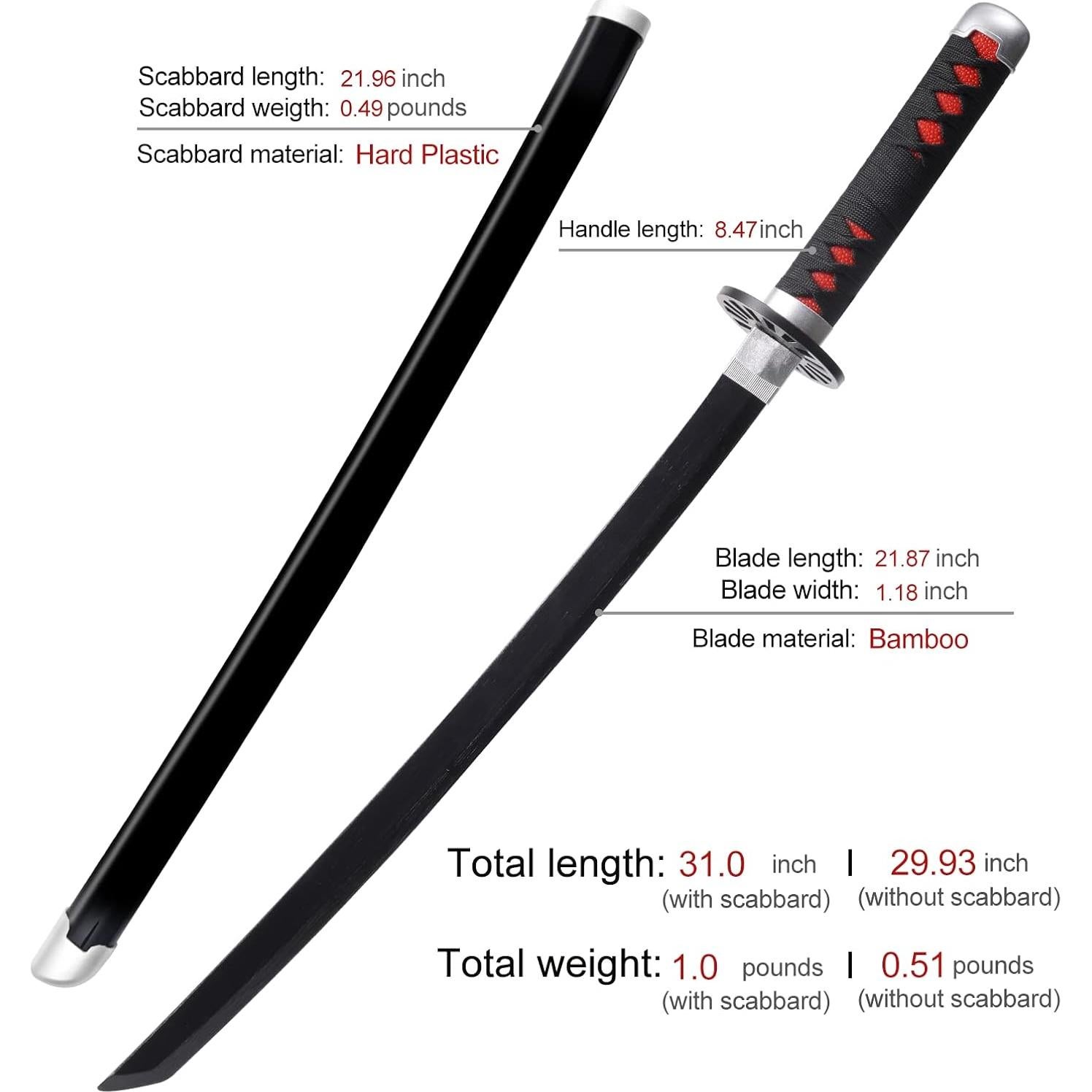 Espada de Demon Slayer PZOEWUESR 55,56 cm Katana Cosplay