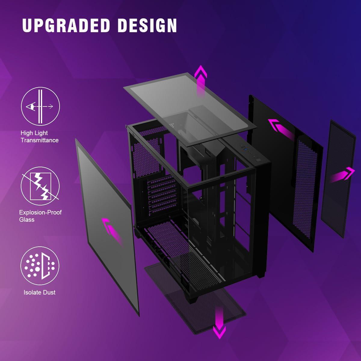 Caja de PC RUIX OV403 Mid-Tower ATX con 4 Ventiladores ARGB