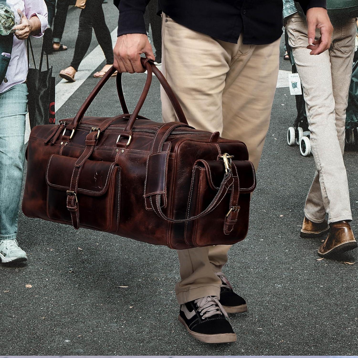 Bolsa de viaje de cuero Leather Farm 53x25x30 cm para hombre