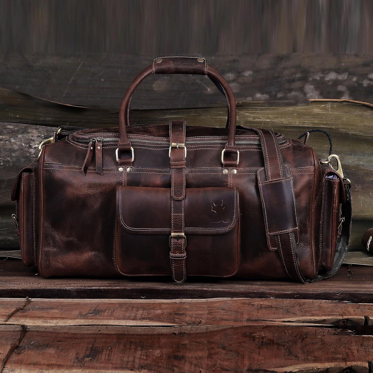 Bolsa de viaje de cuero Leather Farm 53x25x30 cm para hombre