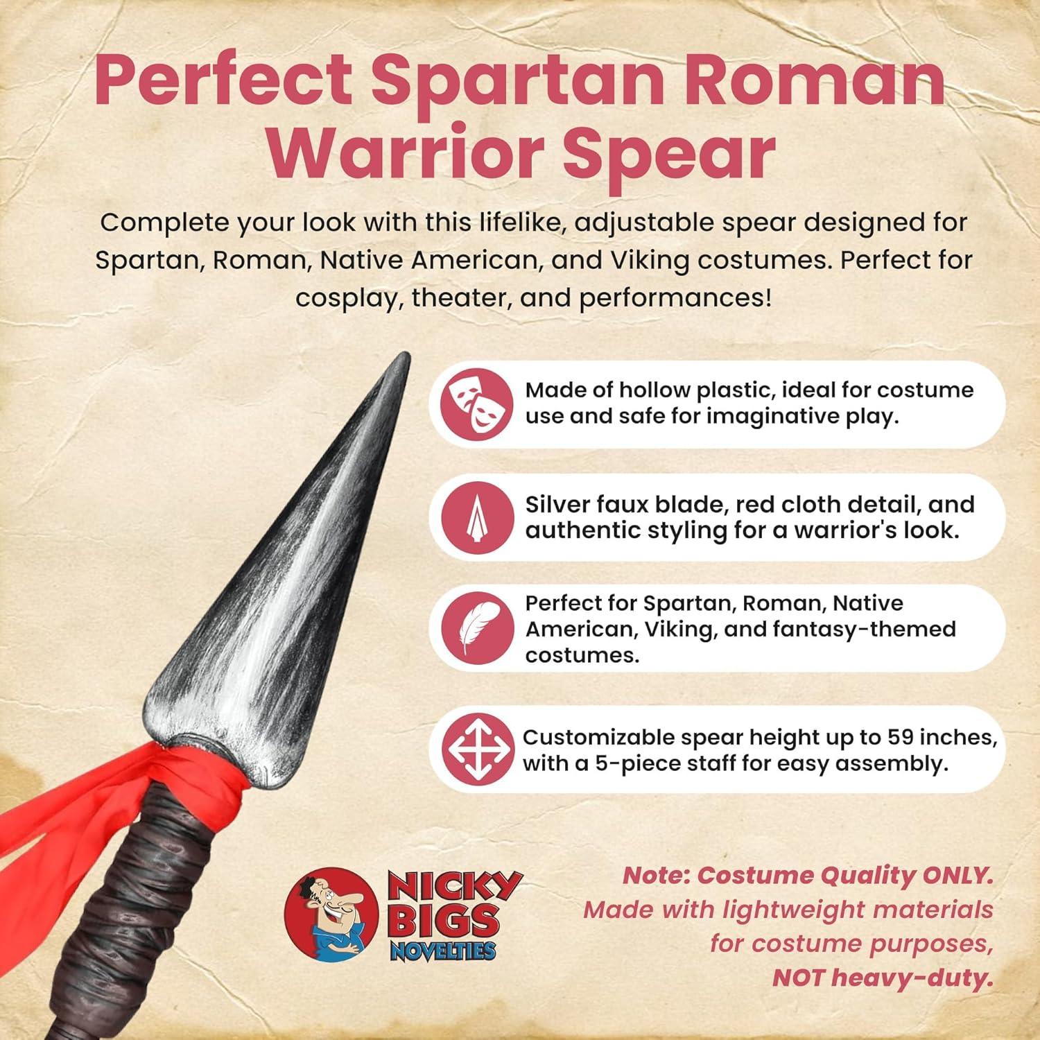 Lanza Espartana de Plástico Nicky Bigs 149,86 cm Disfraz