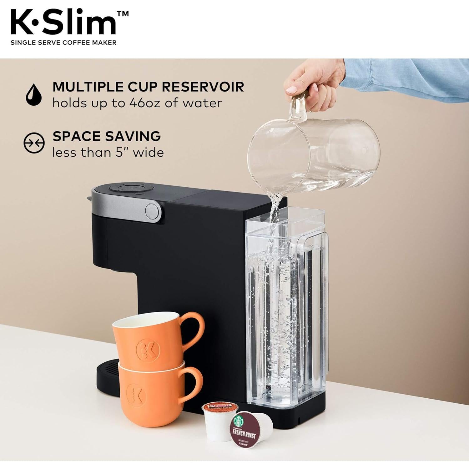 Cafetera Keurig K-Slim, 1.36L, Diseño Delgado, Negro