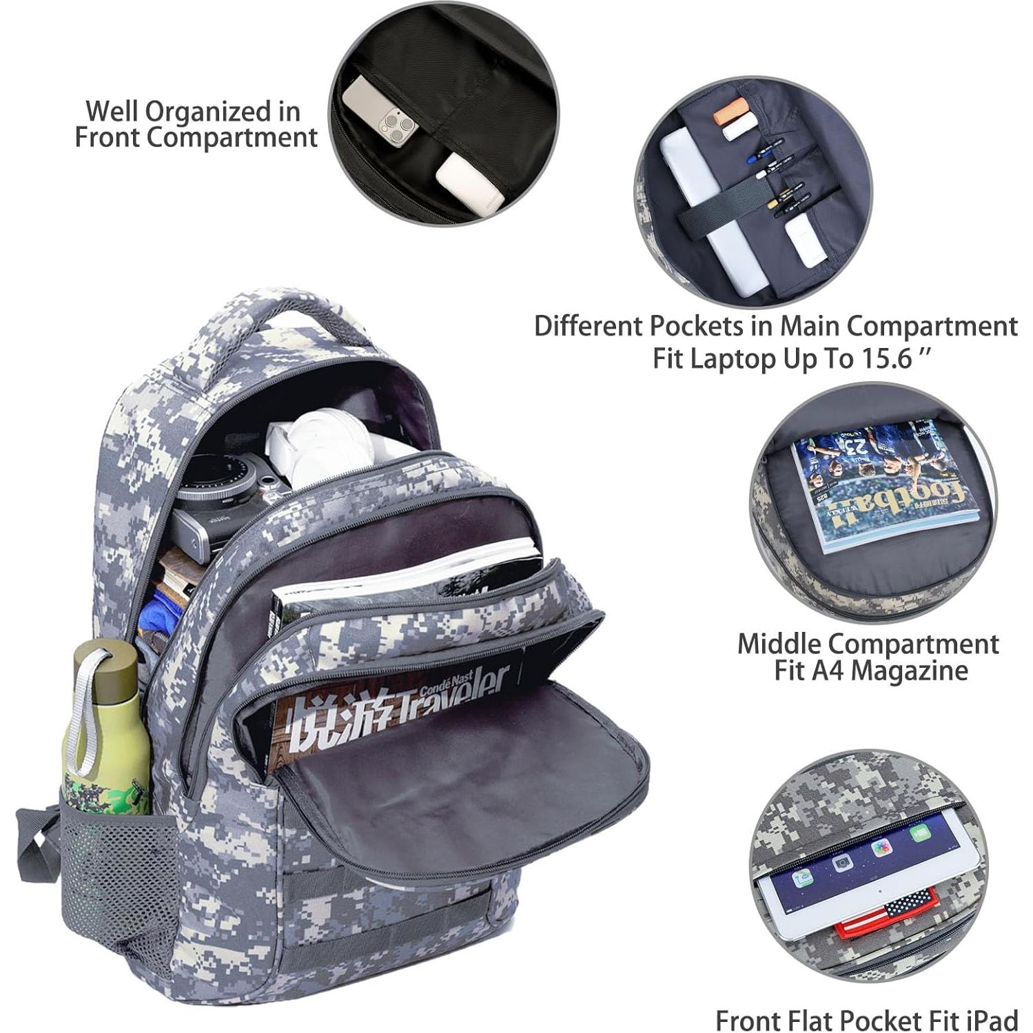 Mochila Camo Outdoor Plus 30L con Puerto USB Impermeable