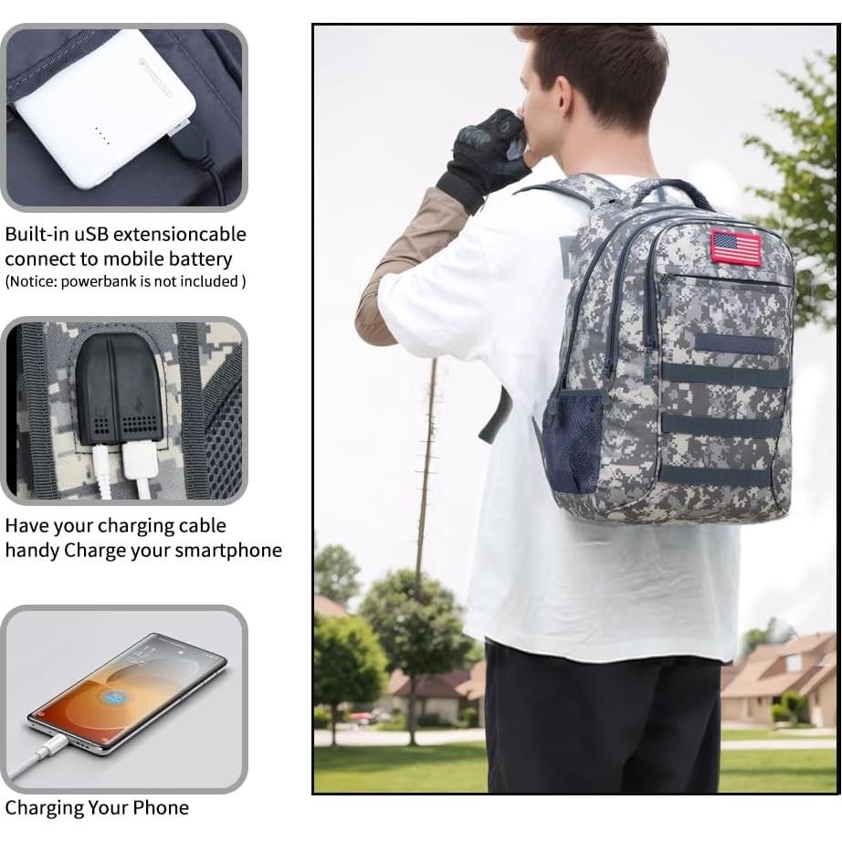 Mochila Camo Outdoor Plus 30L con Puerto USB Impermeable