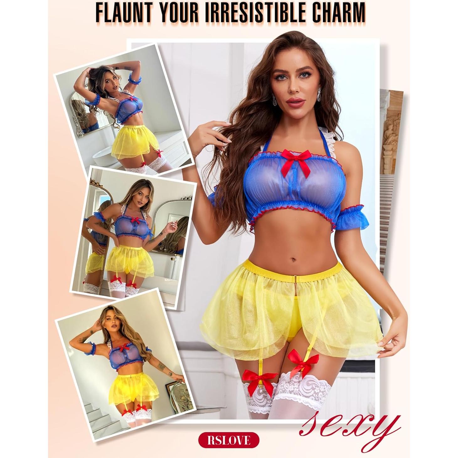 Conjunto de Lencería Sexy RSLOVE para Mujeres - Princesa Azul