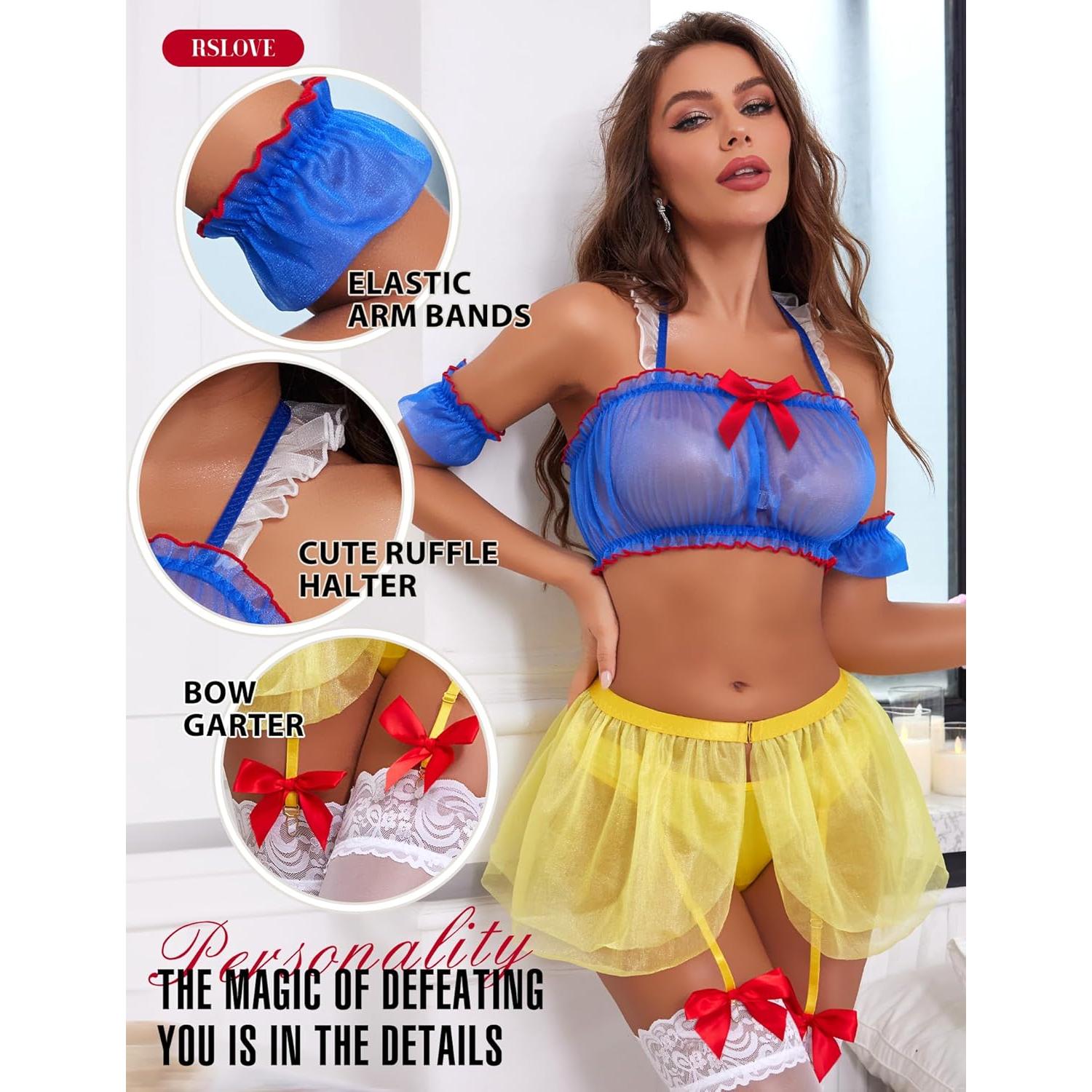 Conjunto de Lencería Sexy RSLOVE para Mujeres - Princesa Azul