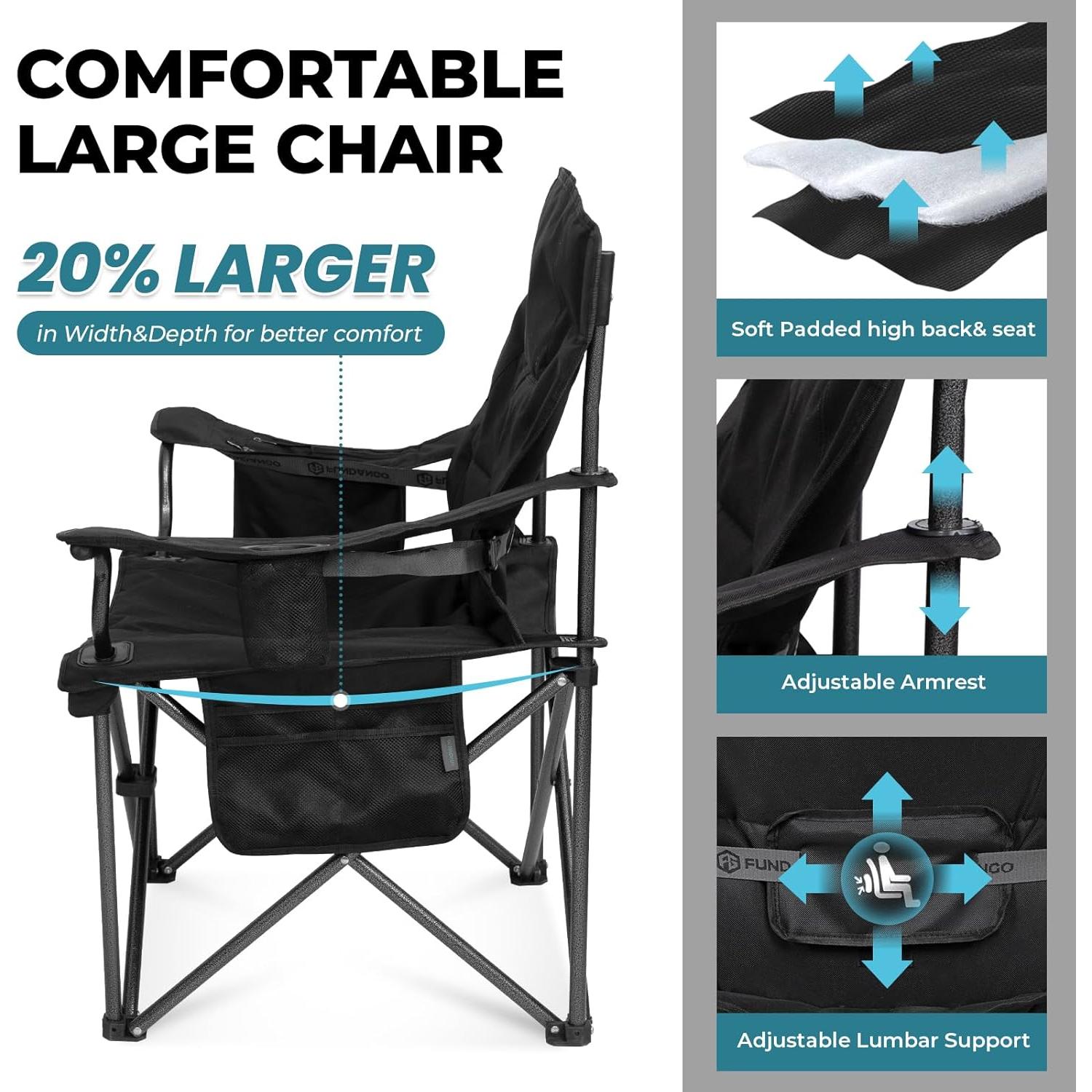 Silla de Camping Plegable Fundango Sobredimensionada 250 Kg