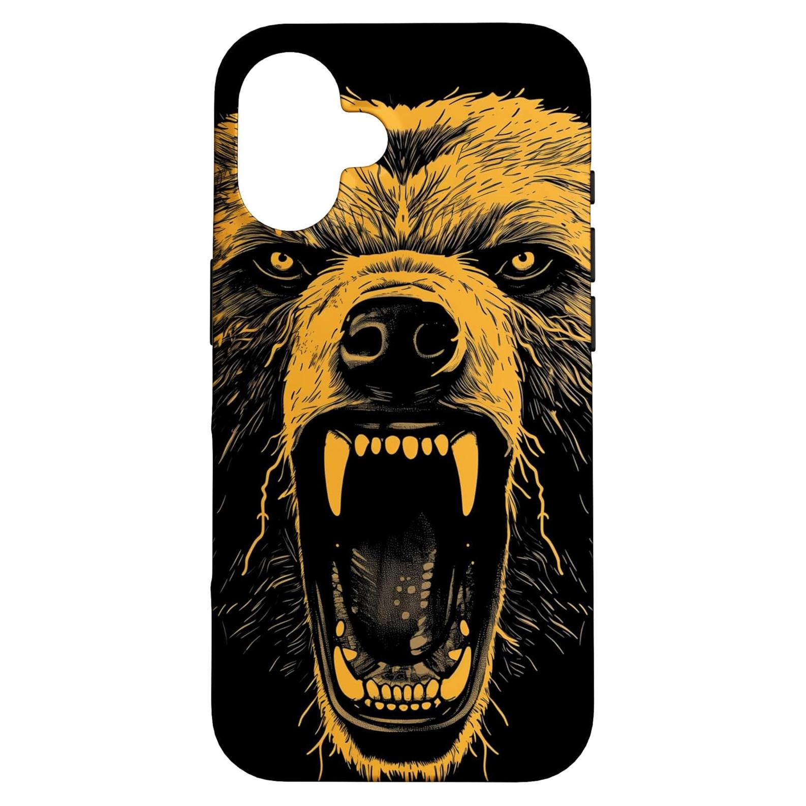 Funda Protectora para iPhone 16 Oso Grizzly Naranja