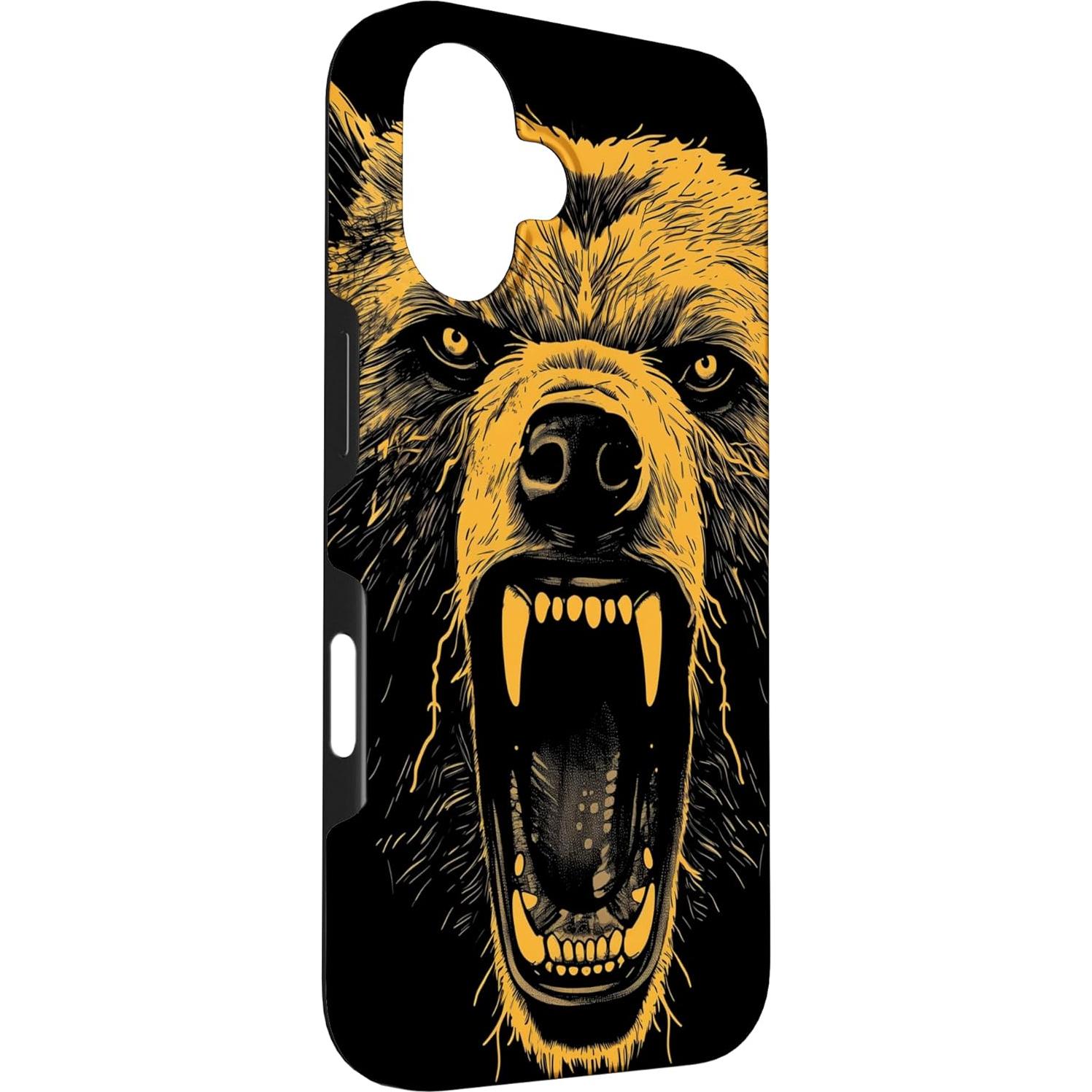 Funda Protectora para iPhone 16 Oso Grizzly Naranja