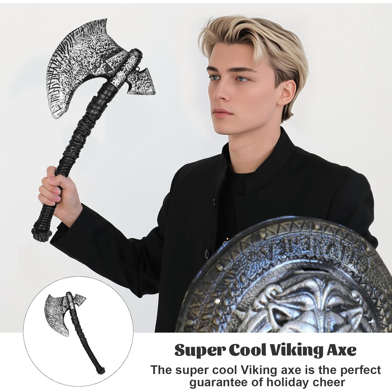Hacha Vikingo de Plástico 47 cm Accesorio de Disfraz