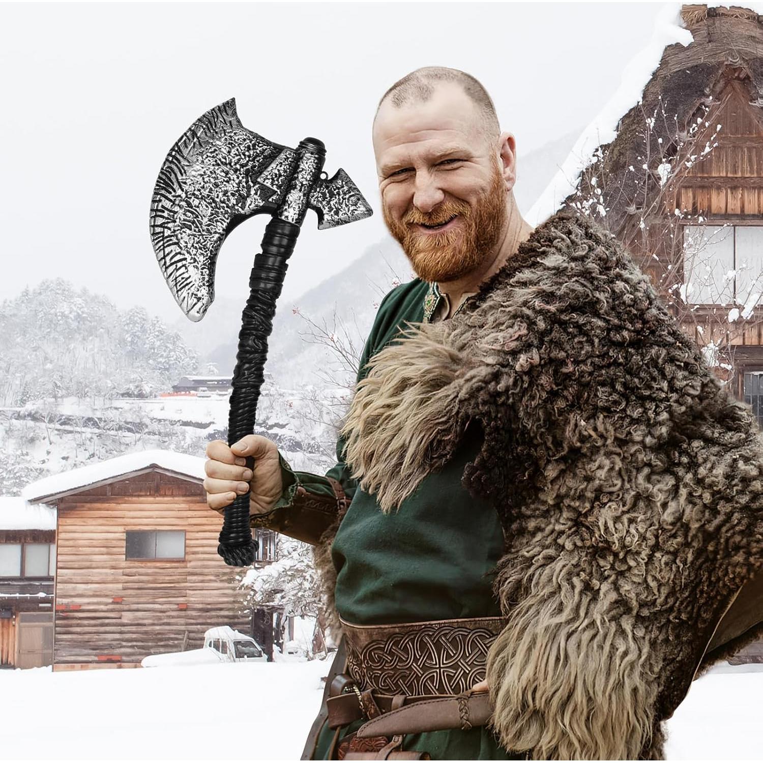 Hacha Vikingo de Plástico 47 cm Accesorio de Disfraz