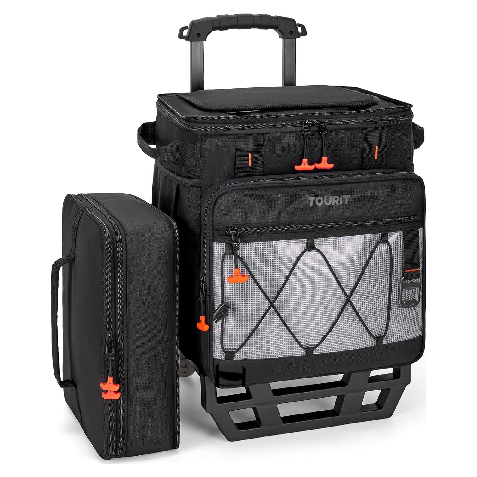 Nevera de Playa TOURIT 49L Doble Nivel con Ruedas Plegable