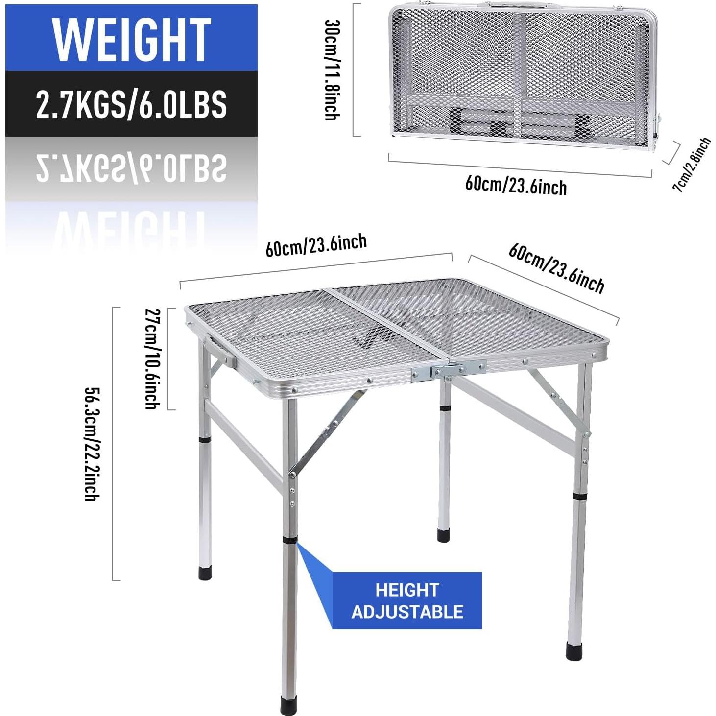Mesa Cuadrada Plegable Nice C 60CM Ajustable Blanca