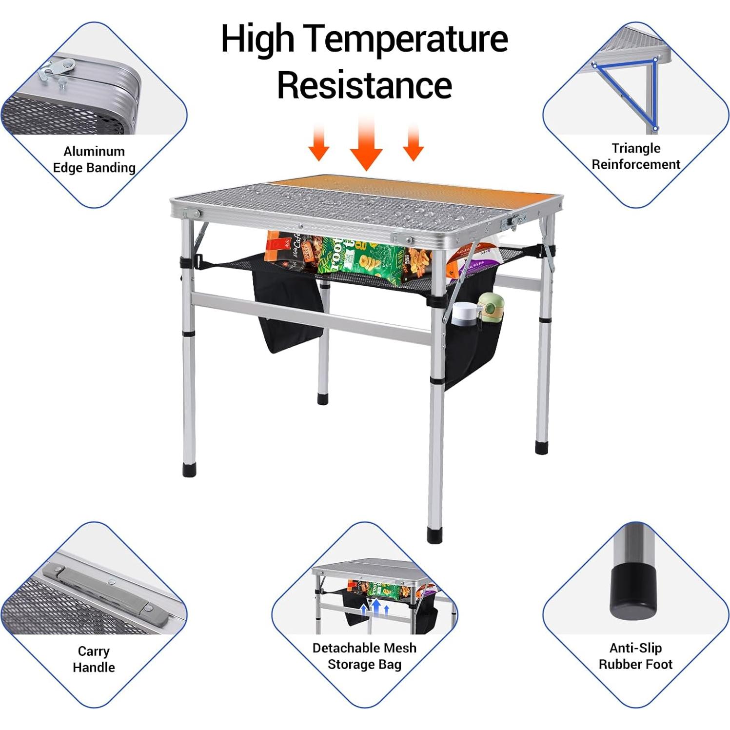 Mesa Cuadrada Plegable Nice C 60CM Ajustable Blanca