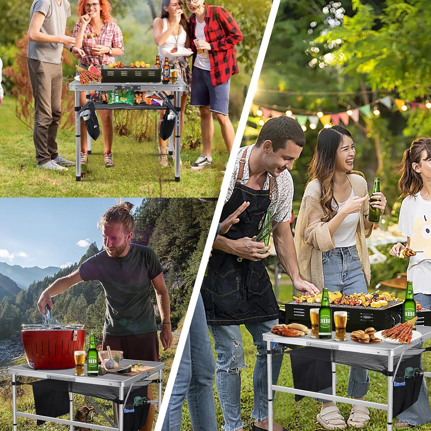 Mesa Cuadrada Plegable Nice C 60CM Ajustable Blanca