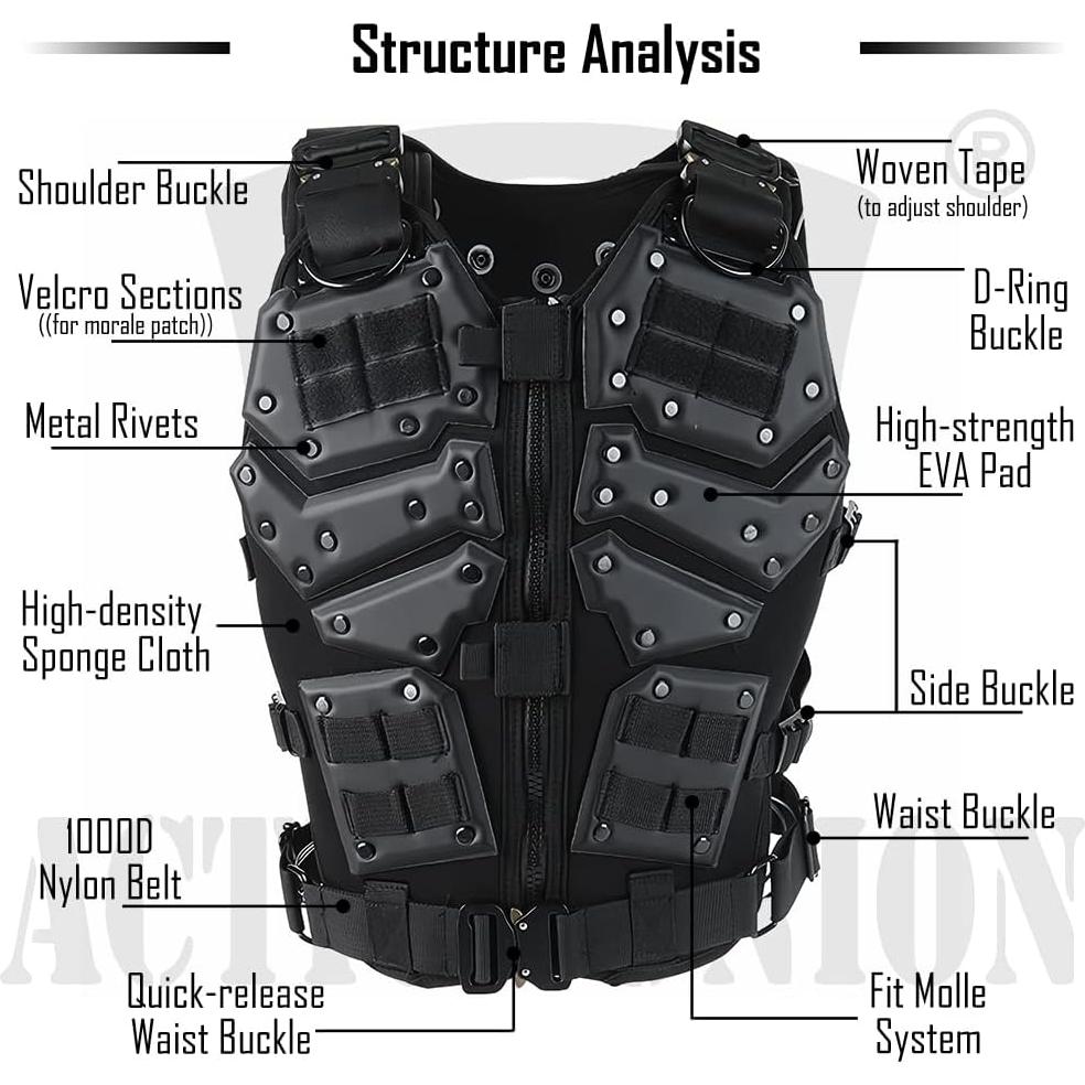 Chaleco Táctico ActionUnion para Hombres Ajustable Molle