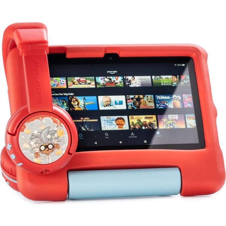 Made for Amazon Bluetooth Kids Headphones Age (3-7) | Red