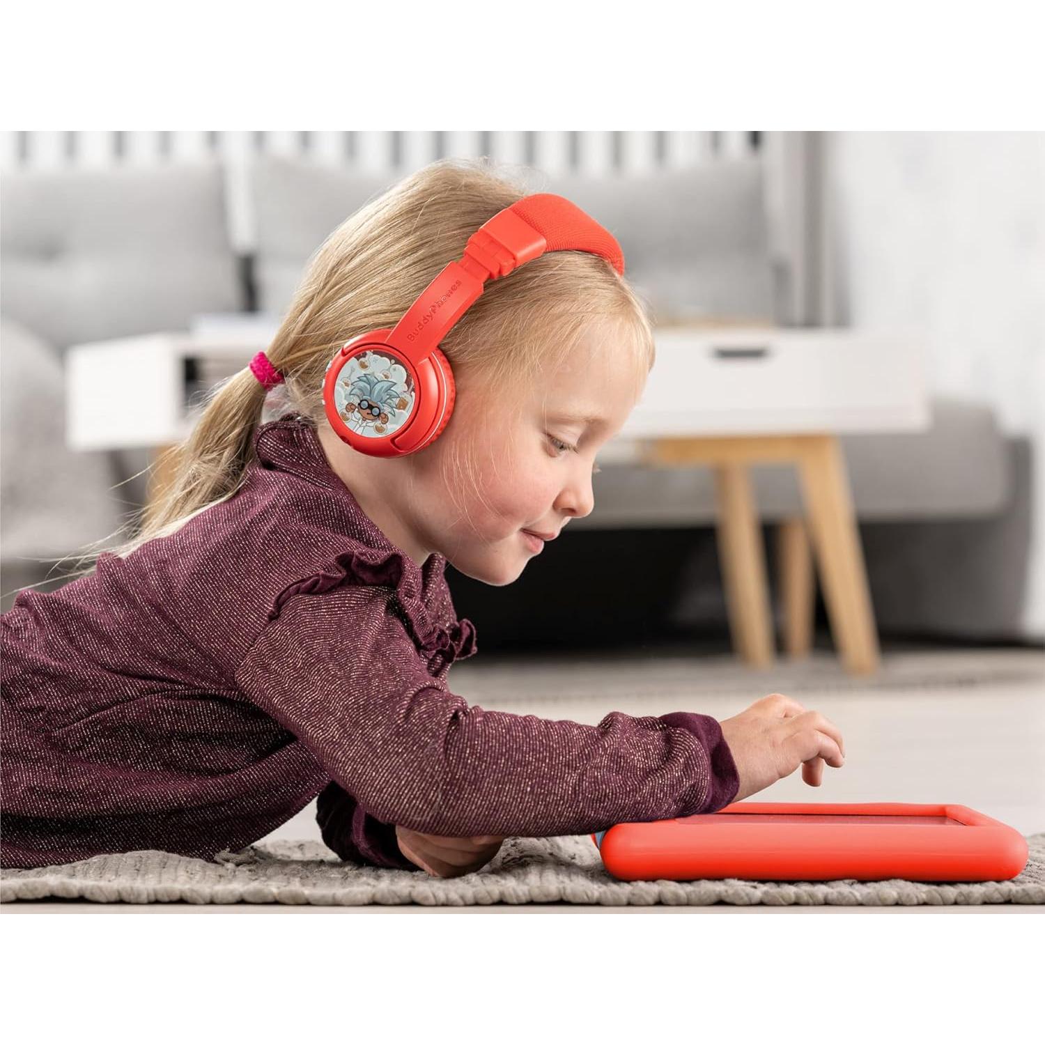 Made for Amazon Bluetooth Kids Headphones Age (3-7) | Red
