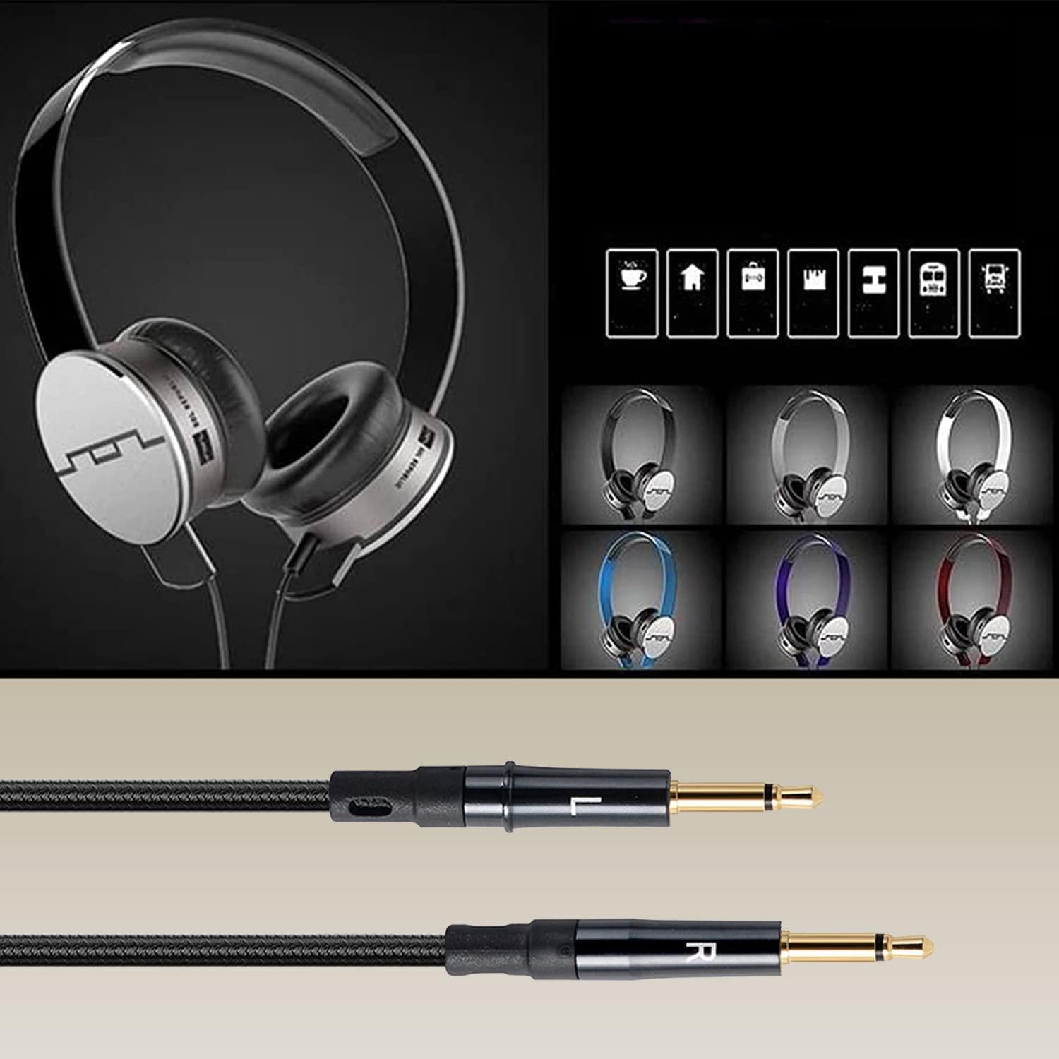 Cable de Reemplazo de Audio FAAEAL 1.5m para Auriculares 2.5mm