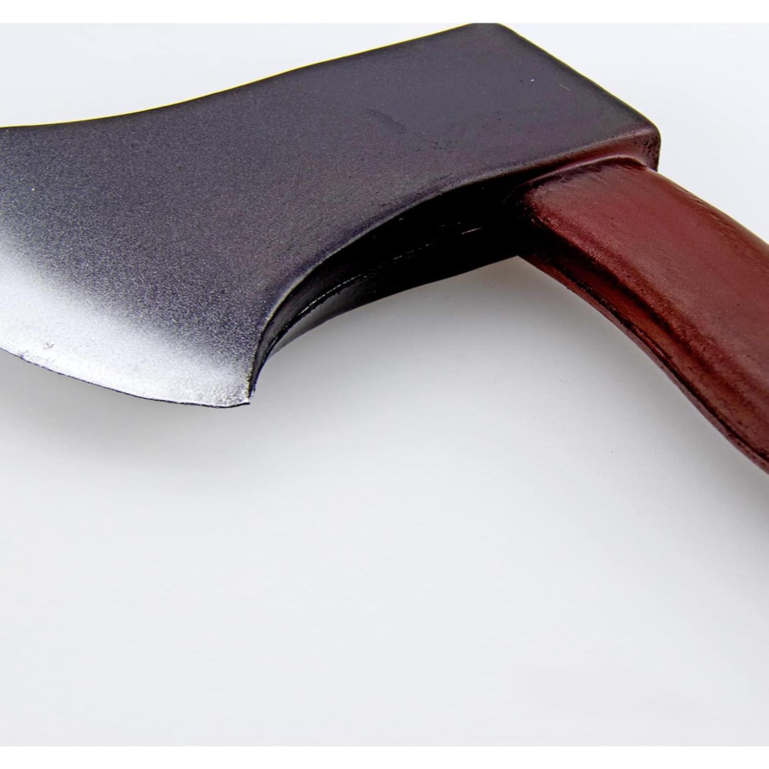 Disfraz de leñador con hacha de espuma negra para fiestas