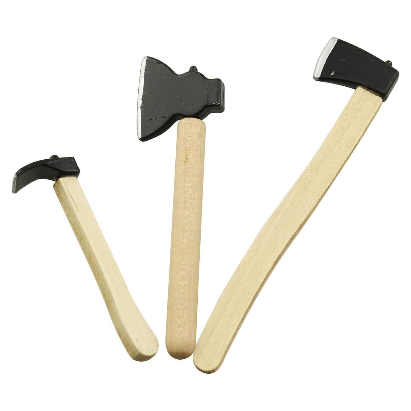 Hacha Miniatura RLECS 3PCS de Madera para Casa de Muñecas