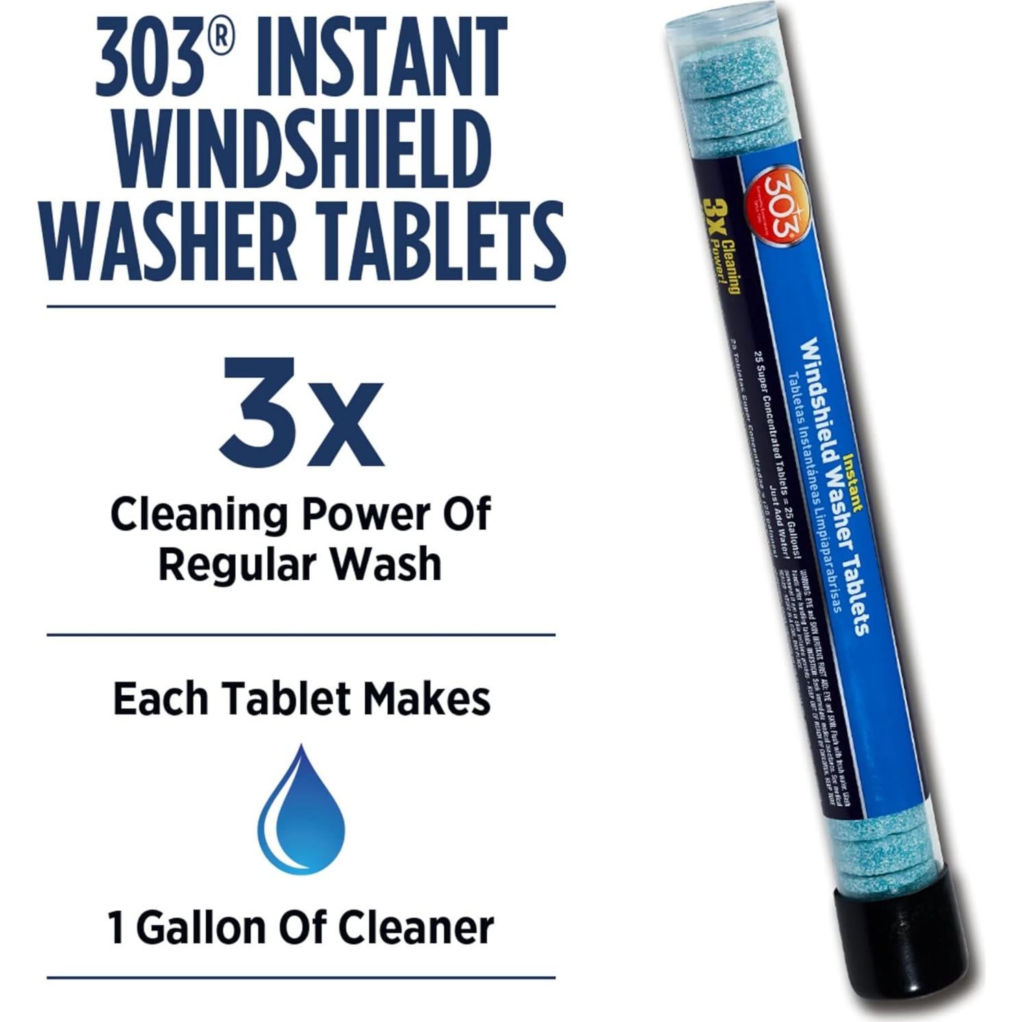 Tabletas Limpiaparabrisas Instantáneo 303 - 25 Tabletas Super Concentradas