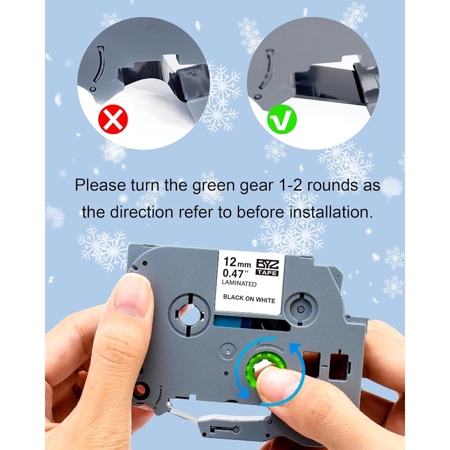 Cinta de Etiquetas TITBIT 12mm Negro sobre Blanco 2PK