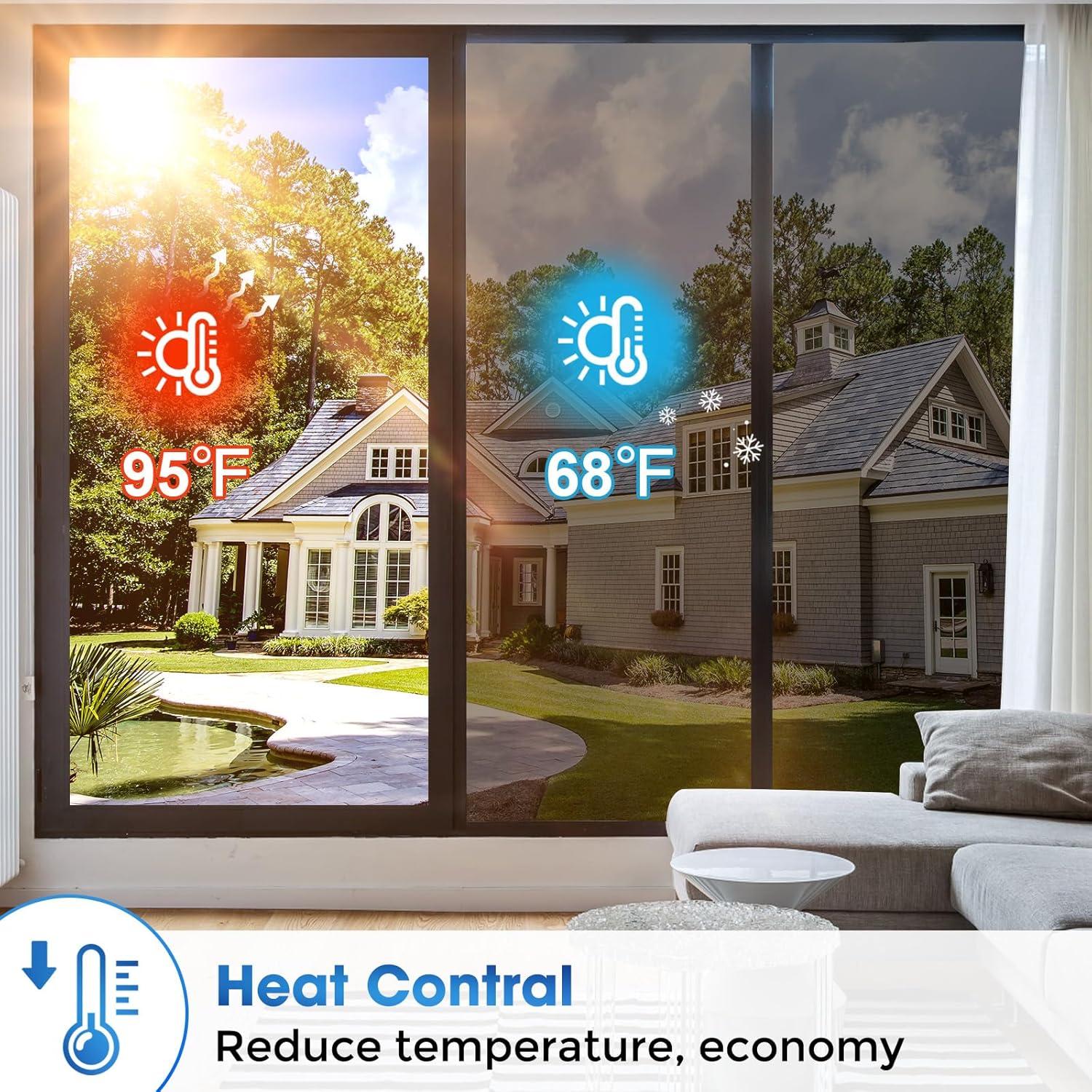 Película de Privacidad Coavas 44.5x200 cm Espejo Reflectante