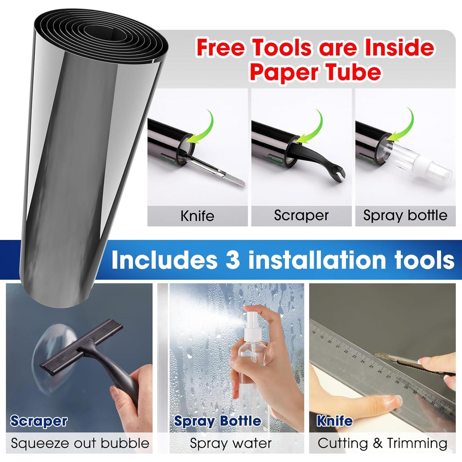 Película de Privacidad Coavas 44.5x200 cm Espejo Reflectante