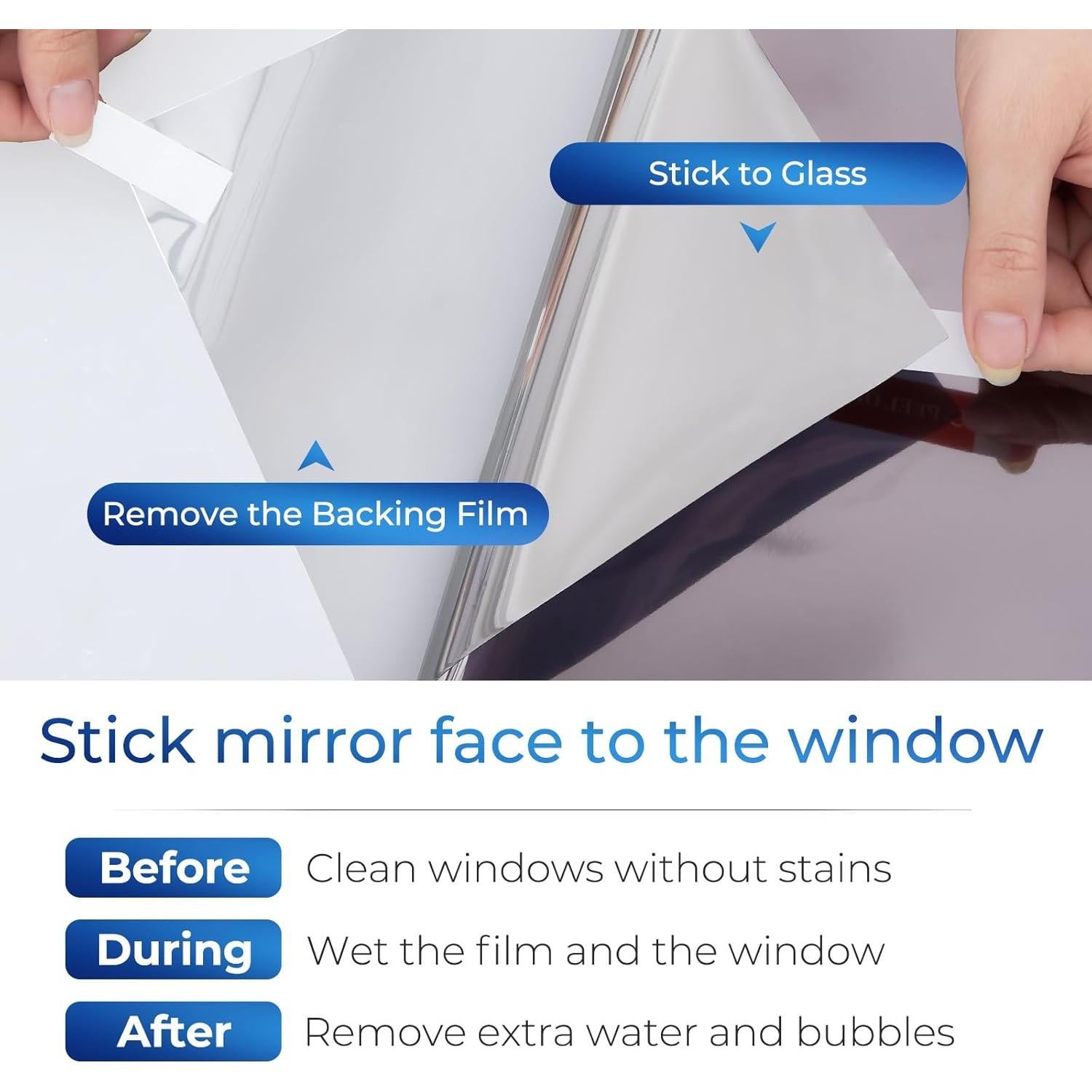 Película de Privacidad Coavas 44.5x200 cm Espejo Reflectante