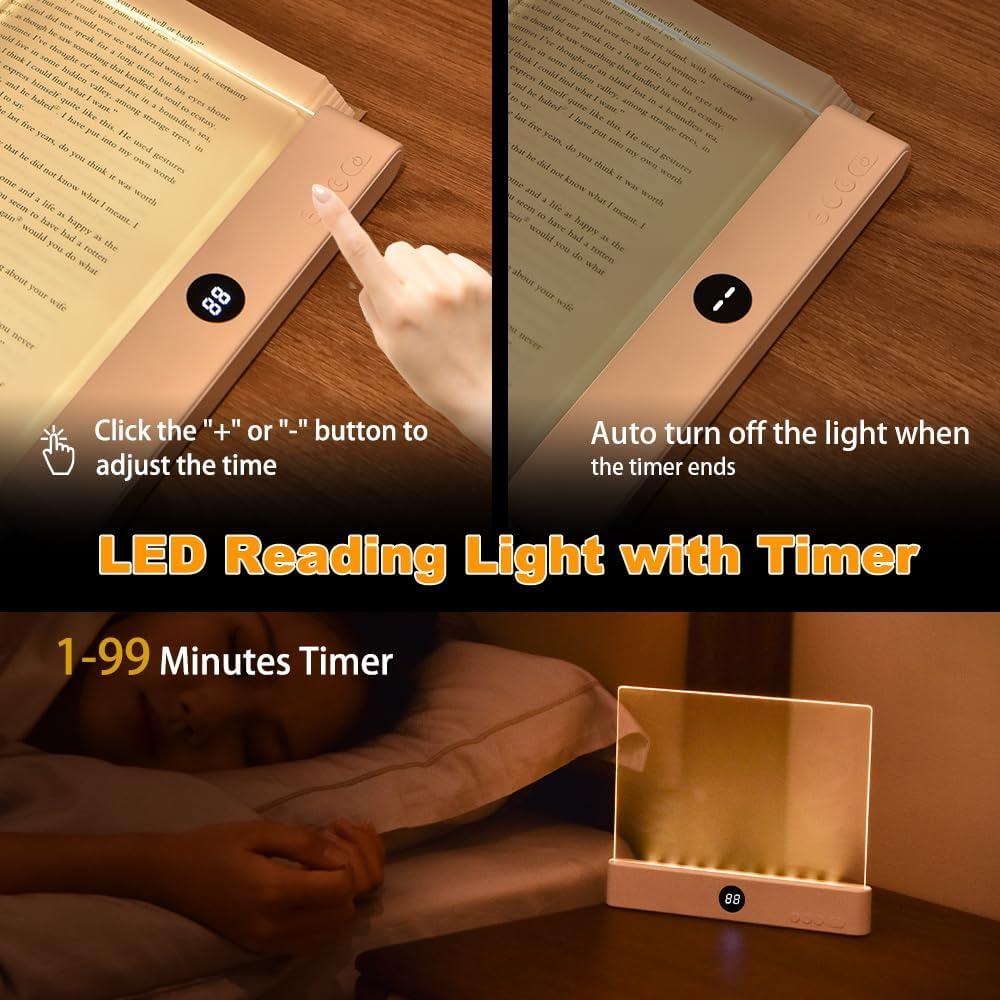 Luz de lectura LED recargable VEEKI rosa con 3 colores