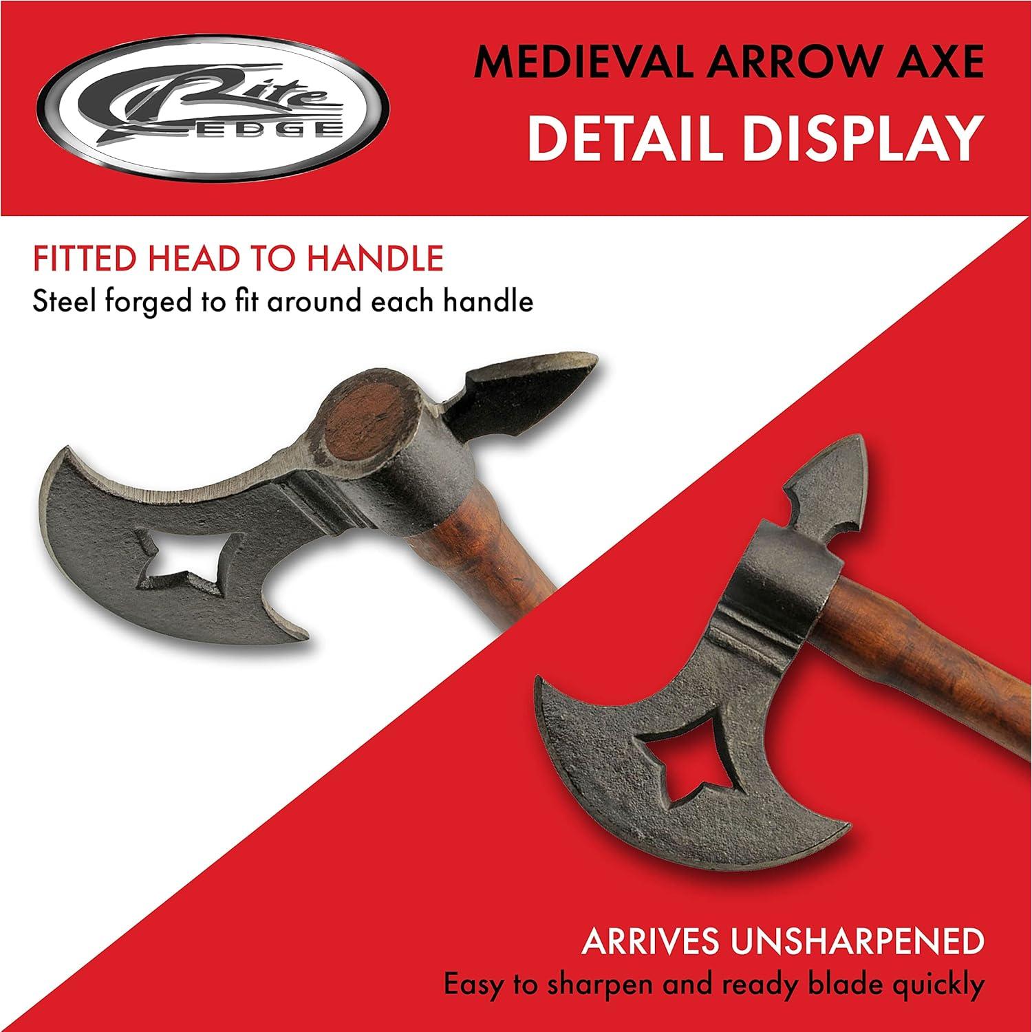 Hacha Medieval Replica SZCO 33 cm Mango Madera Acero