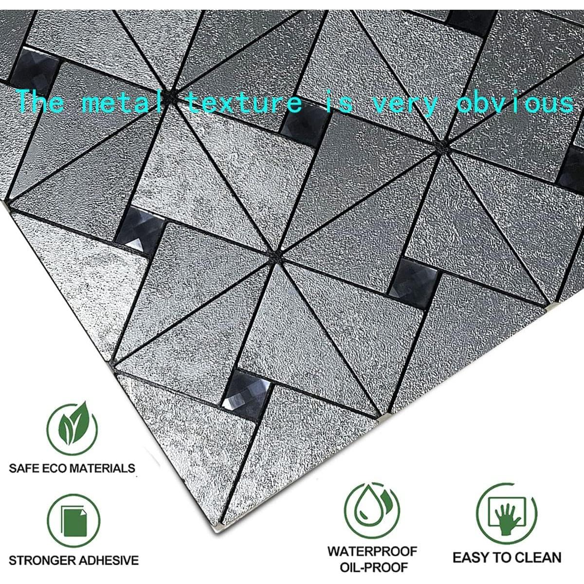 Azulejos Autoadhesivos XUANINY 5 Hojas Triángulo 3D Plata