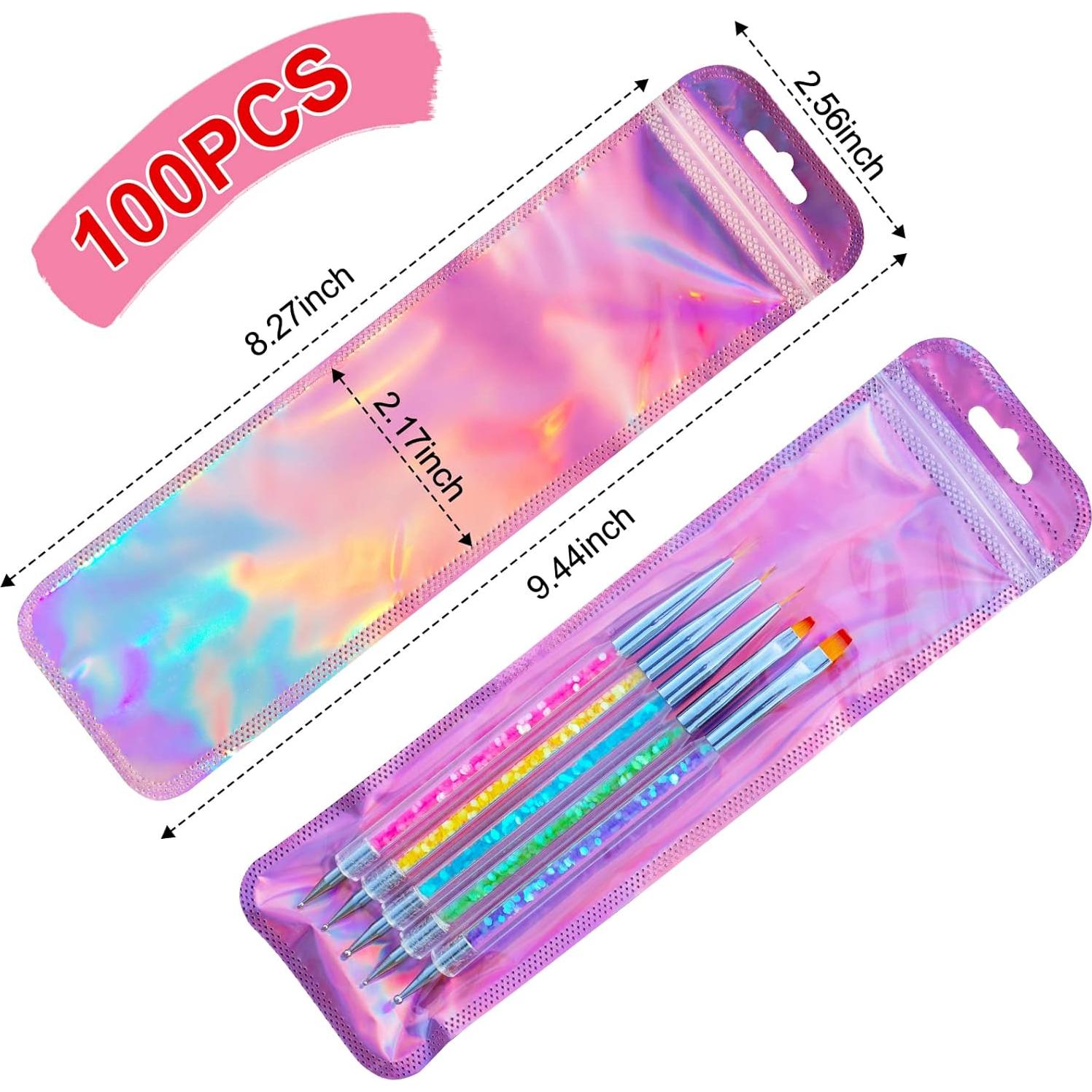 100 Bolsas de Empaque Holográficas Lokyango 6.5x24 cm Reutilizables