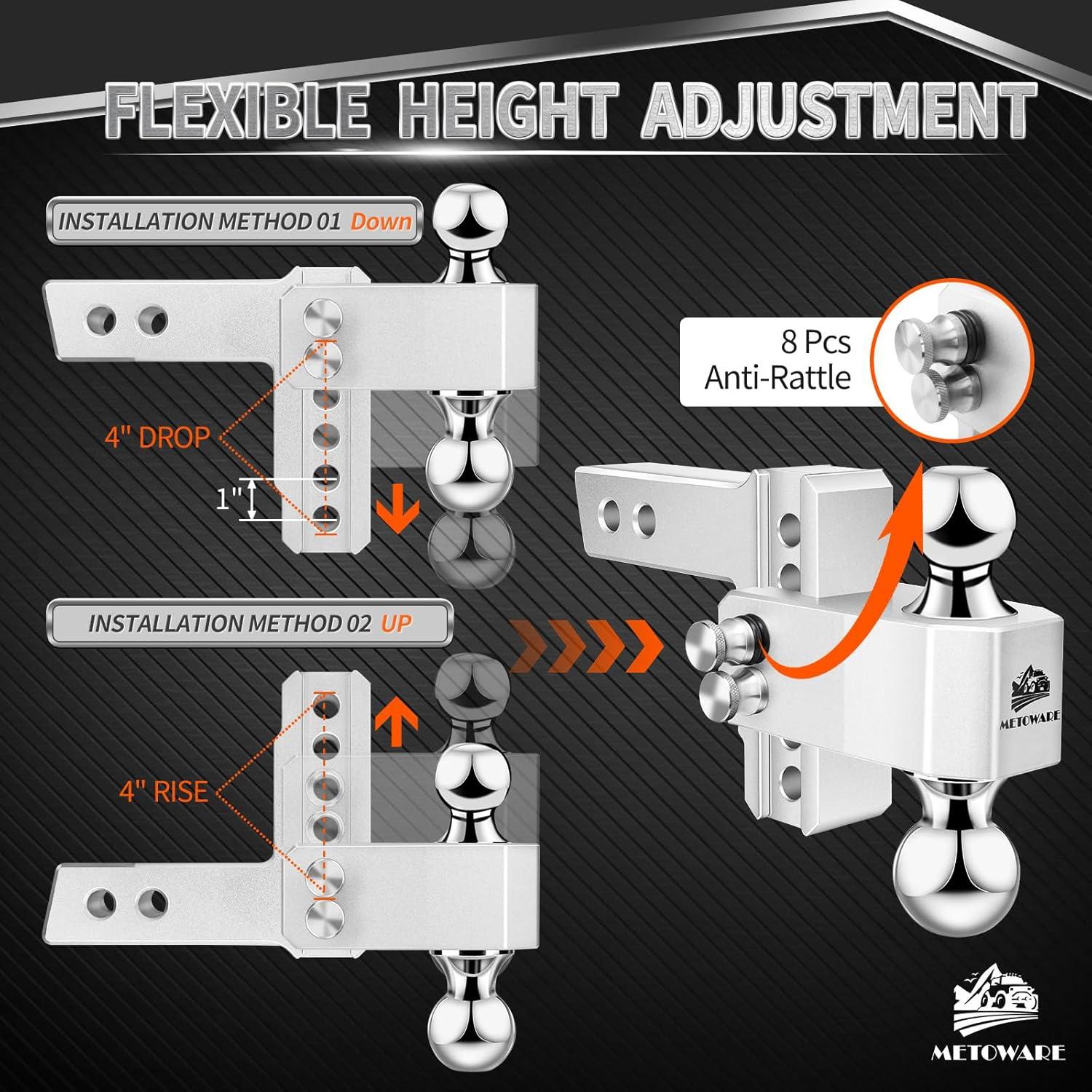 Enganche de Remolque Ajustable METOWARE Aluminio 10.16 cm