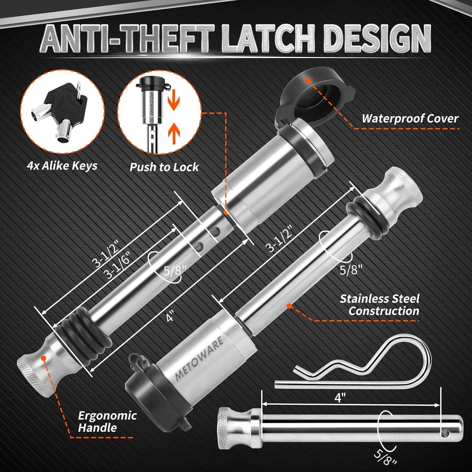 Enganche de Remolque Ajustable METOWARE Aluminio 10.16 cm