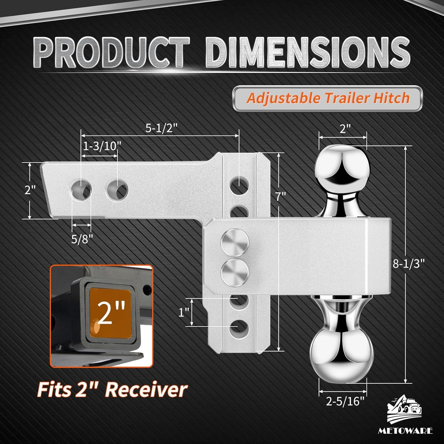 Enganche de Remolque Ajustable METOWARE Aluminio 10.16 cm