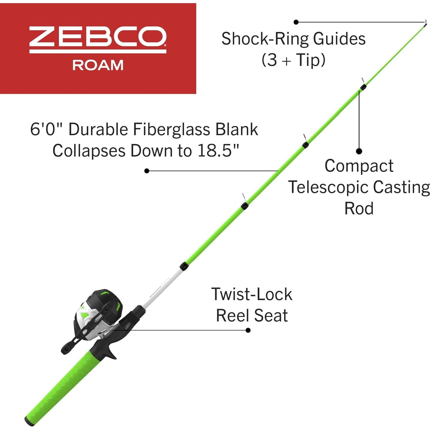 Combo de Pesca Zebco Roam 6 Pies Telescópica Spincast