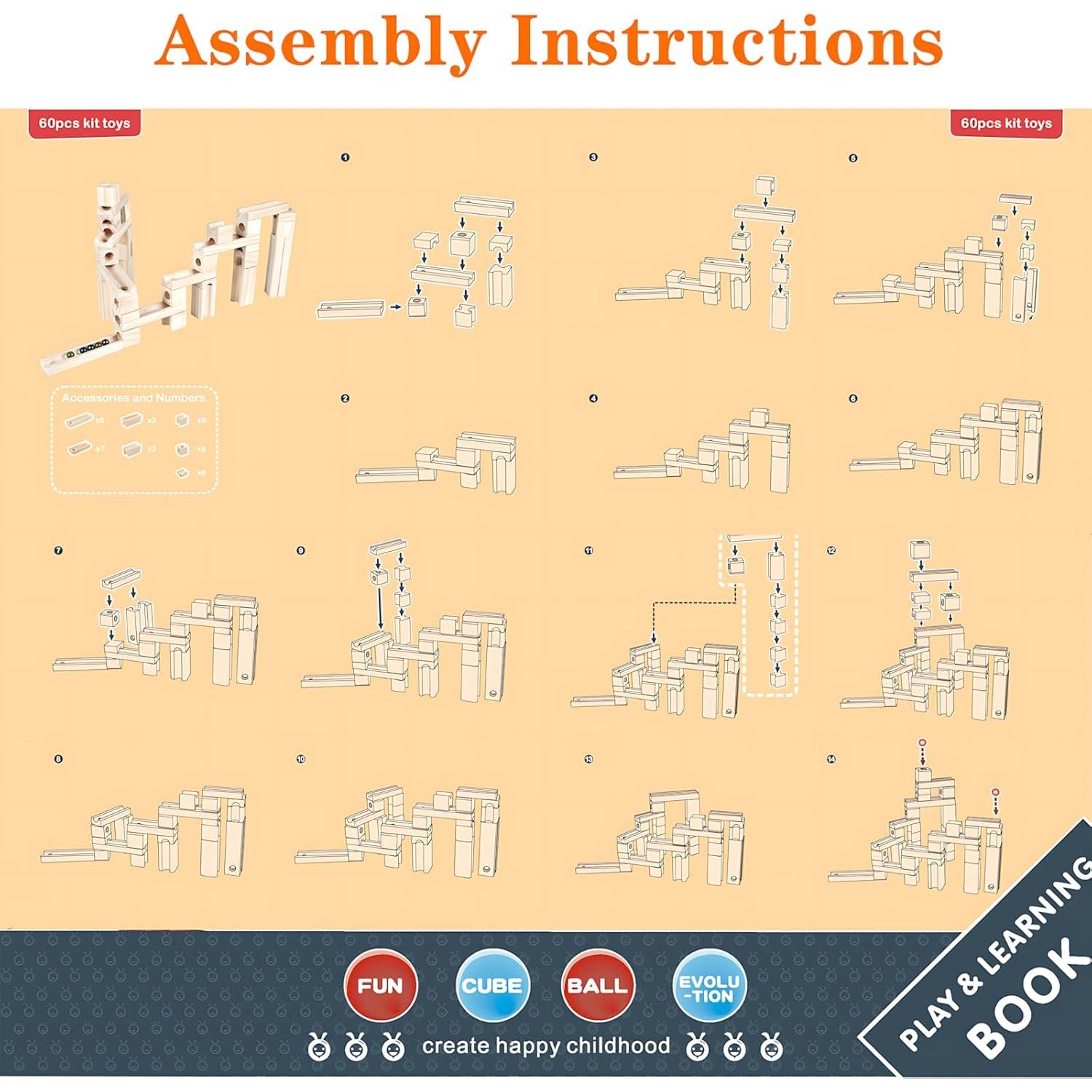 Pista de Canicas de Madera Migargle 60 Piezas STEM 4+ Años
