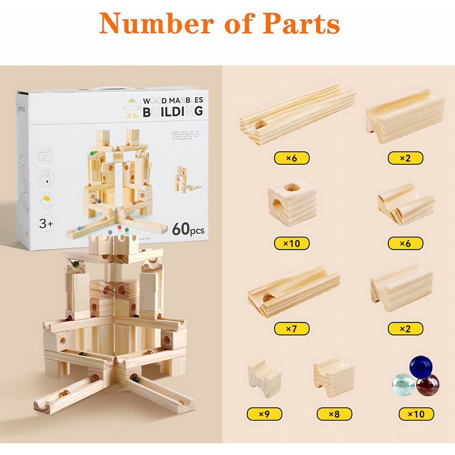 Pista de Canicas de Madera Migargle 60 Piezas STEM 4+ Años