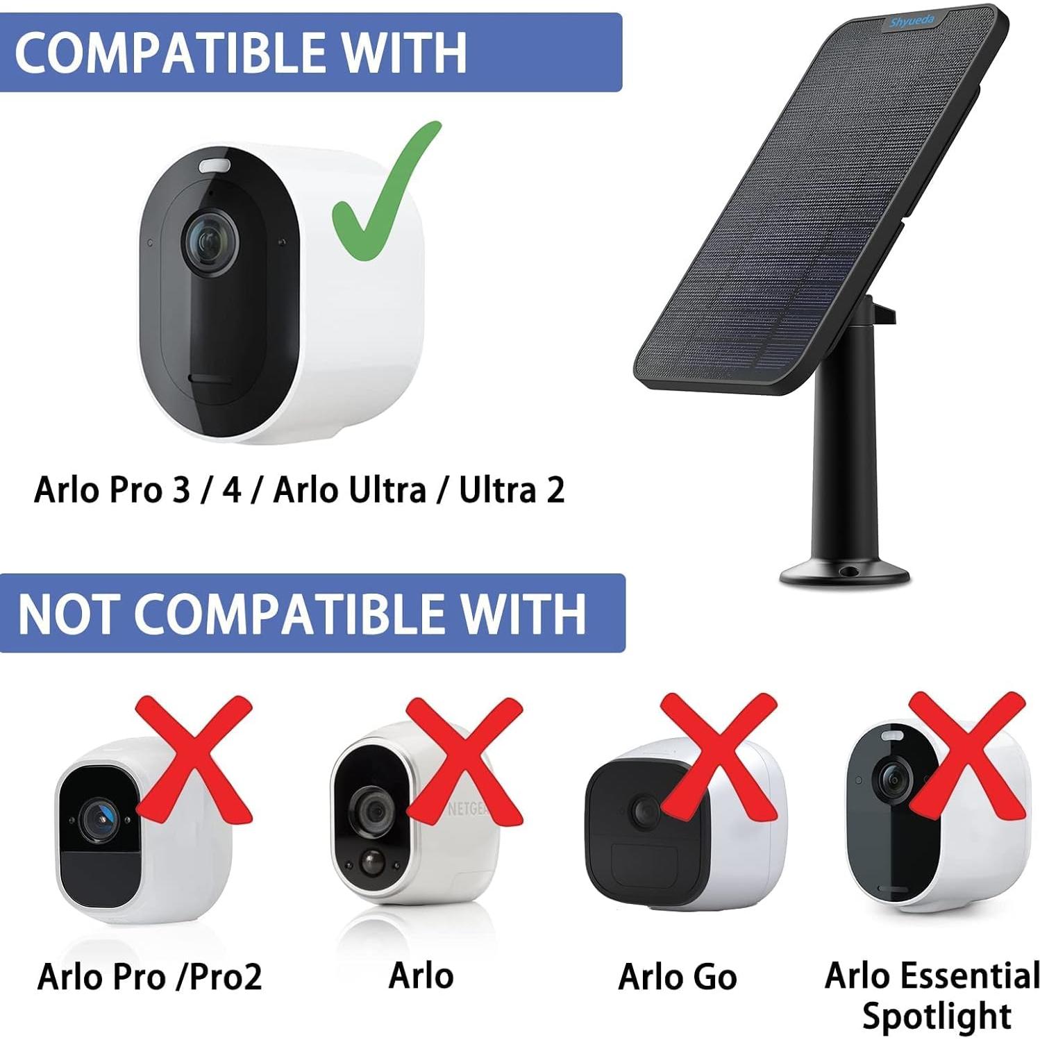 Panel Solar 4W Shyueda para Arlo Pro 3/4/5S/Ultra 2 IP65