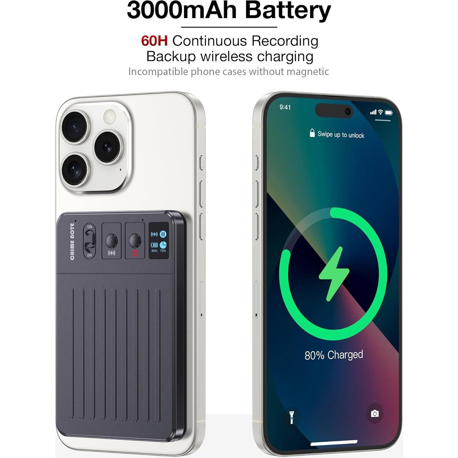 Grabadora de Voz Chime note Chime02YSG, 64GB, AI, Gris