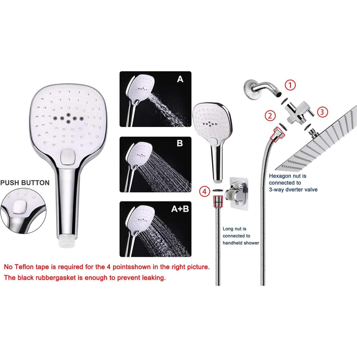 Cabezal de Ducha NearMoon 8" Acero Inoxidable Cromado