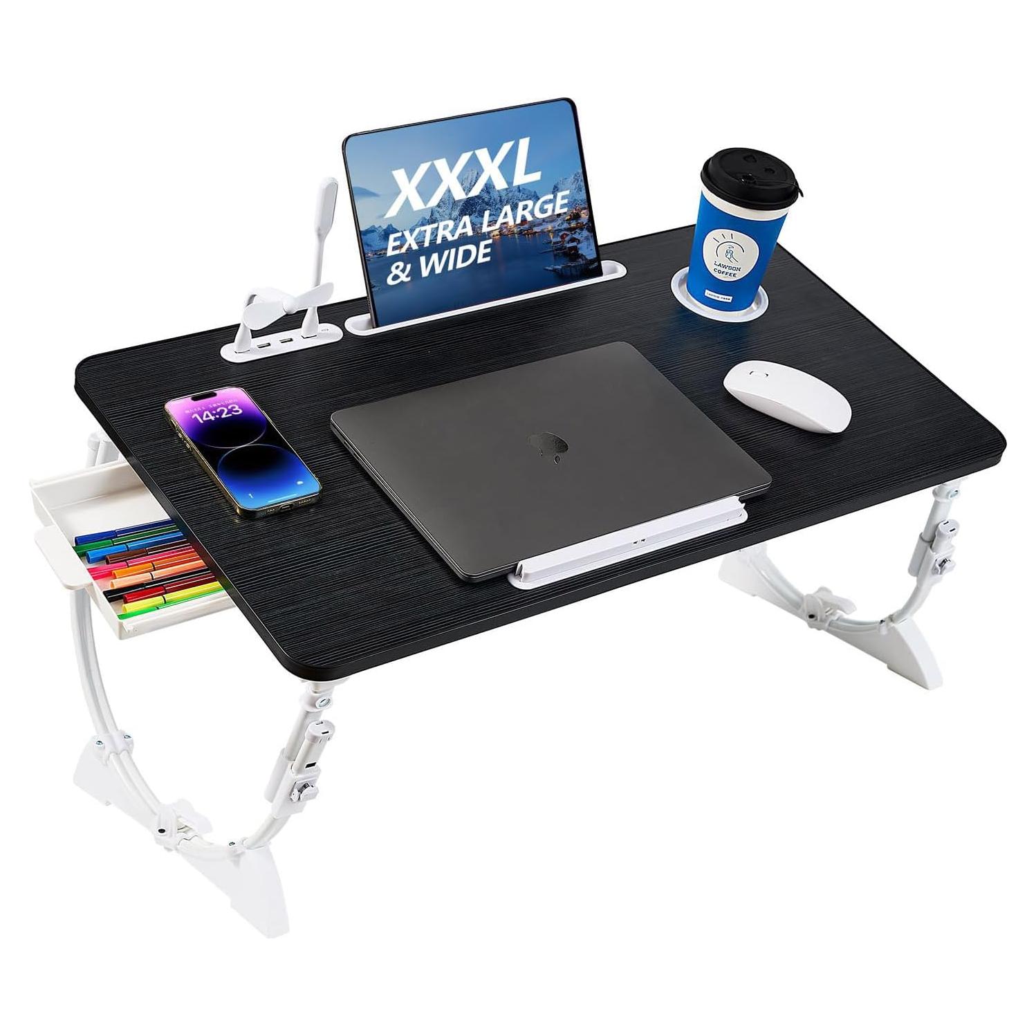 Escritorio de Cama Ajustable BYMECOST con Puertos USB y Cajón